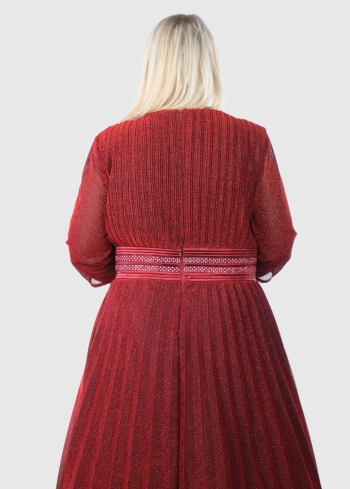 Fina Lielo izmēru bordo gara vakarkleita - back