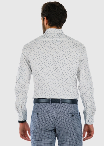 Slim Fit balts vīriešu krekls ar rakstu - back
