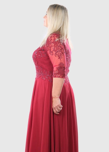 Fiamma Lielo izmēru bordo gara vakarkleita  - back