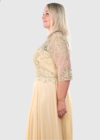 Fiamma Lielo izmēru zelta gara vakarkleita - back