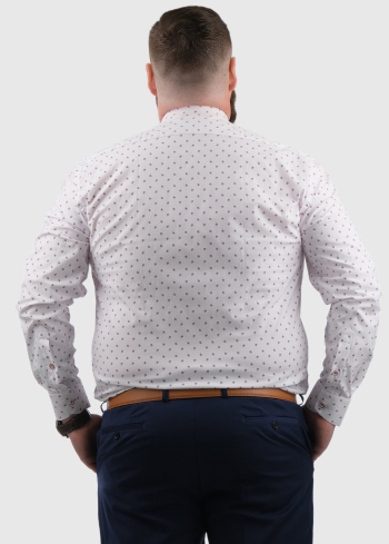 Regular Fit Lielo izmēru balts krekls ar rakstu - back