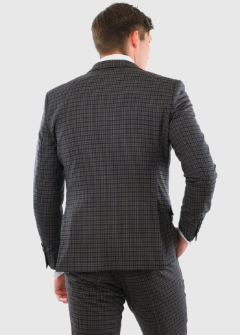 Terzo brūns rūtains pieguļošs uzvalks ar vilnu - back