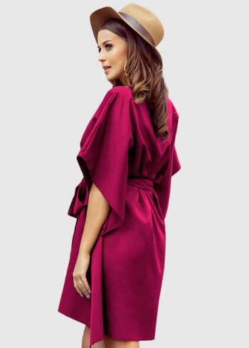 Agata bordo kleita ar jostu - back