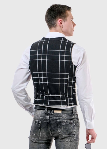 Casimiro melna vīriešu rūtaina veste - back
