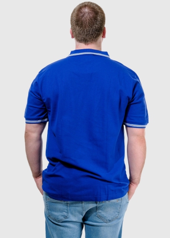 Fausto Lielo izmēru zils vīriešu polo krekls - back