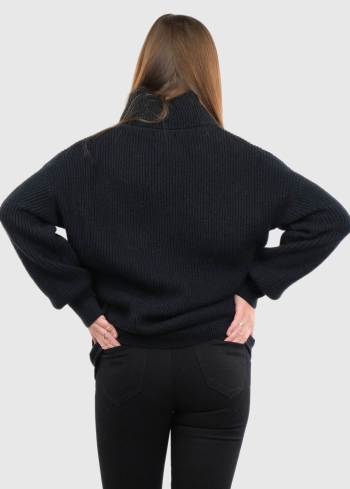 Lidia melns džemperis ar augsto apkakli - back