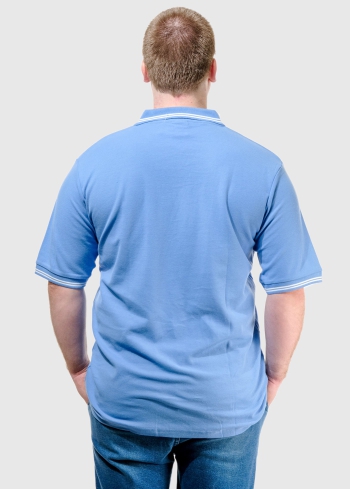 Fausto Lielo izmēru gaiši zils vīriešu polo t-krekls - back