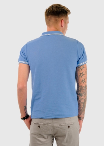 Fausto gaiši zils vīriešu polo krekls - back