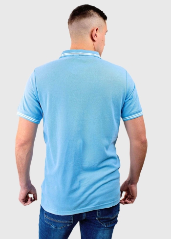 Fausto gaiši zils vīriešu polo krekls - back