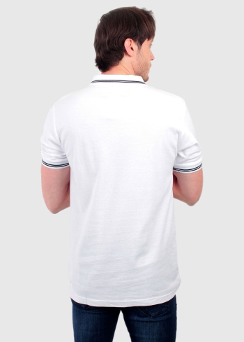 Fausto Lielo izmēru balts vīriešu polo krekls - back