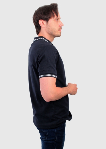 Fausto Lielo izmēru tumši zils vīriešu polo krekls - back