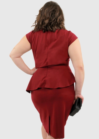 Oriana Lielo izmēru sarkana pieguļoša vakarkleita - back