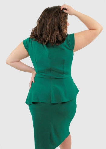 Oriana Lielo izmēru zaļa pieguļoša vakarkleita - back