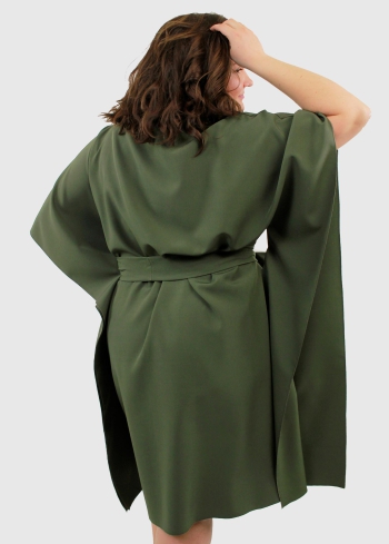 Agata Lielo izmēru haki kleita ar jostu - back