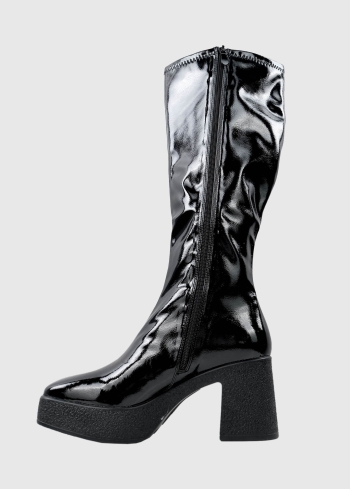 Nicoletta melni garie zābaki ar biezu papēdi - back