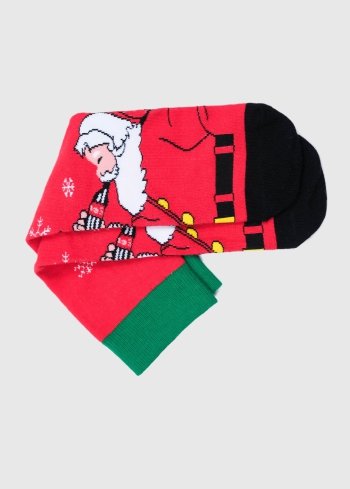 Sarkanas vīriešu zeķes ar krāsainu rakstu - back