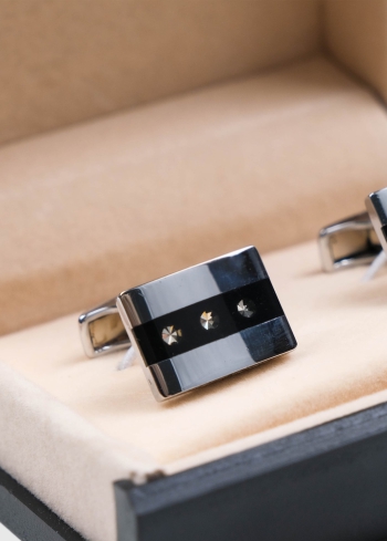 Vīriešu taisnstūrainas aproču pogas ar rakstu - back