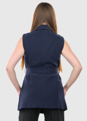 Delia tumši zila veste ar jostu - back