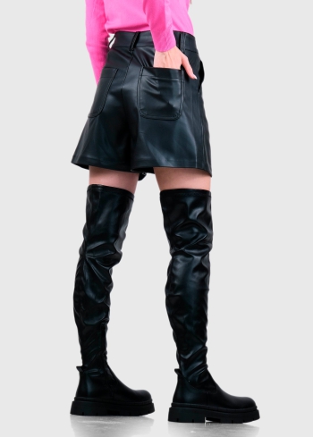Vittoria melni sieviešu mākslīgās ādas šorti - back