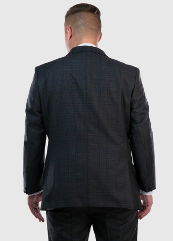 Luigi tumši pelēks rūtains klasisks vilnas uzvalks - back