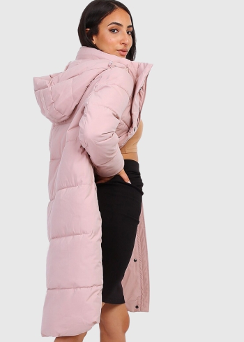 Angelina gaiši rozā sieviešu jaka ar kapuci - back