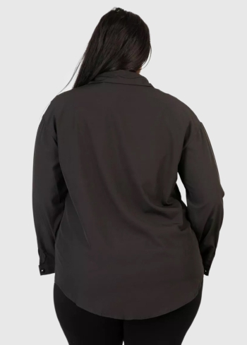 Amedea Lielo izmēru melns sieviešu krekls ar dekoru - back