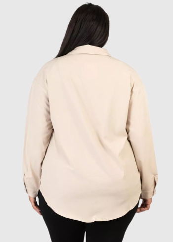 Amedea Lielo izmēru bēšs sieviešu krekls ar dekoru - back