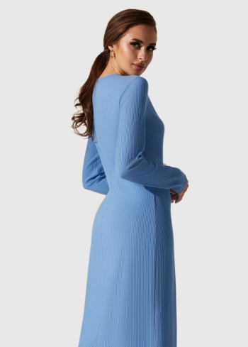 Zila kleita ar garām piedurknēm - back