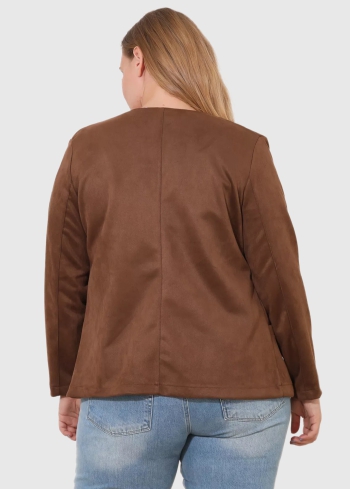 Alfonsina Lielo izmēru brūna sieviešu žakete - back