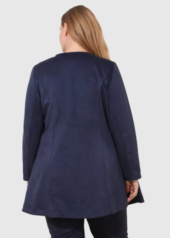 Alex Lielo izmēru tumši zila gara žakete - back