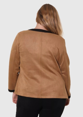 Alessia Lielo izmēru brūna žakete ar kabatām - back