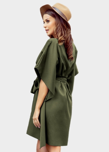 Agata haki kleita ar jostu - back