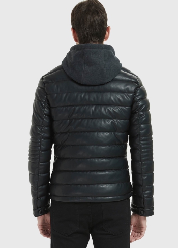 Melna vīriešu mākslīgās ādas jaka - back