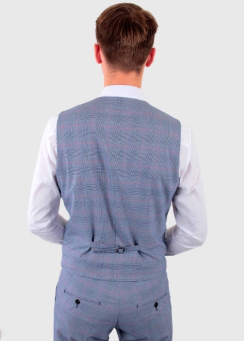 Eusebio gaiši zila klasisks rūtainā veste - back