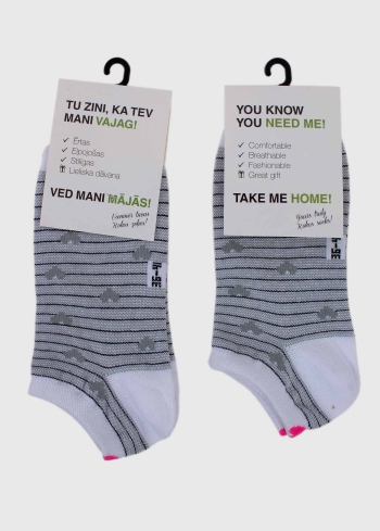 Eva sieviešu strīpainas zeķes ar sirsiņām - back