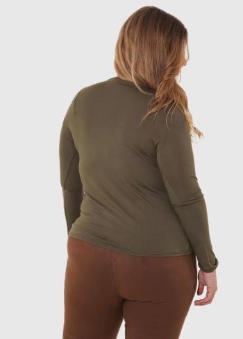 Agrippina Plus Size haki t-krekls ar garām piedruknēm - back