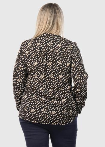 Agnese Lielo izmēru melna blūze ar rakstu - back