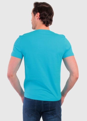 Antonio tirkīzs organiskās kokvilnas vīriešu t-krekls - back