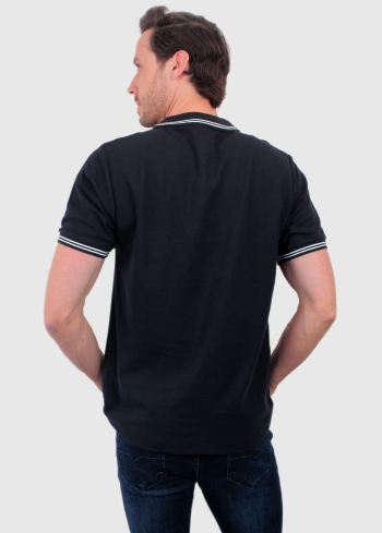 Fausto tumši zils vīriešu polo krekls - back