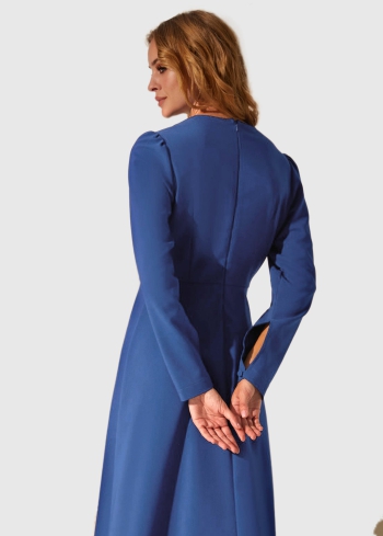 Zila kleita ar garām piedruknēm - back