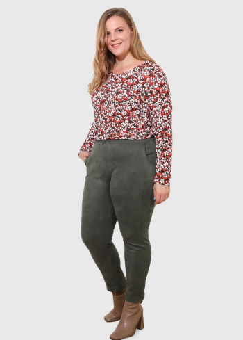 Adelina Lielo izmēru haki bikses ar kabatām - back