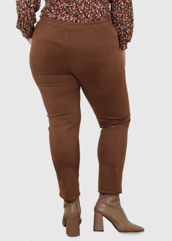 Adelina Lielo izmēru brūnas bikses ar kabatām - back
