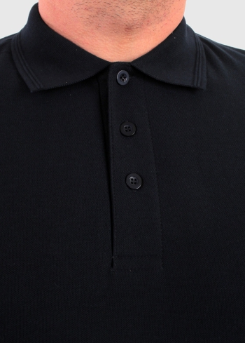 Vincenzo tumši zils polo krekls ar garām piedurknēm - back