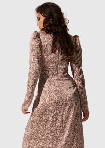 Brūna gara vakarkleita ar rakstu - back