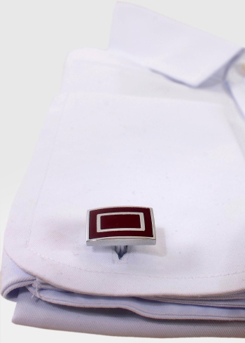 Vīriešu brūnas taisnstūrainas aproču pogas - back