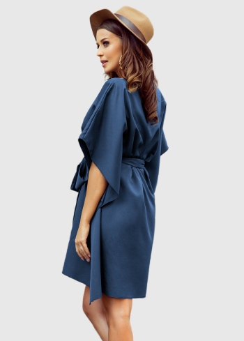 Agata zila kleita ar jostu - back