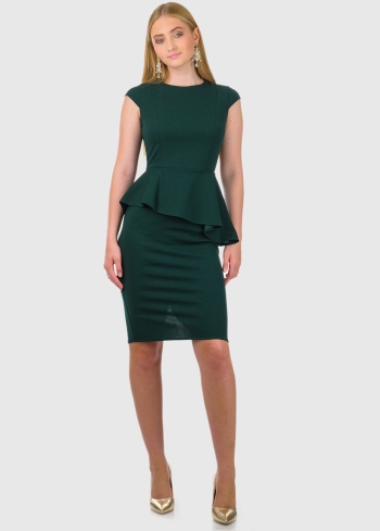 Oriana zaļa pieguļoša vakarkleita - back