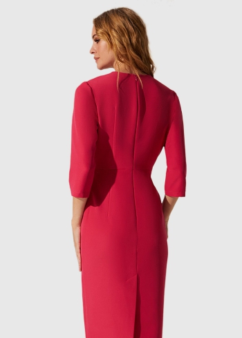 Rozā vakarkleita ar trīs ceturtdaļu piedurknēm - back