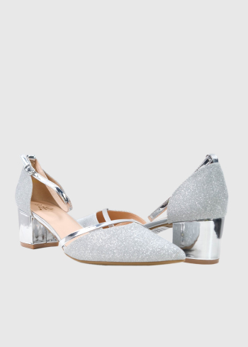 Elda sudraba sieviešu kurpes ar biezu papēdi - back