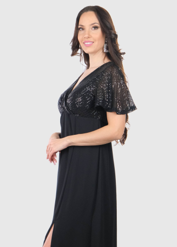 Chiara melna gara vakarkleita ar spīguļiem - back